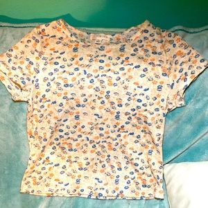 Baby pink with floral design flowers on it